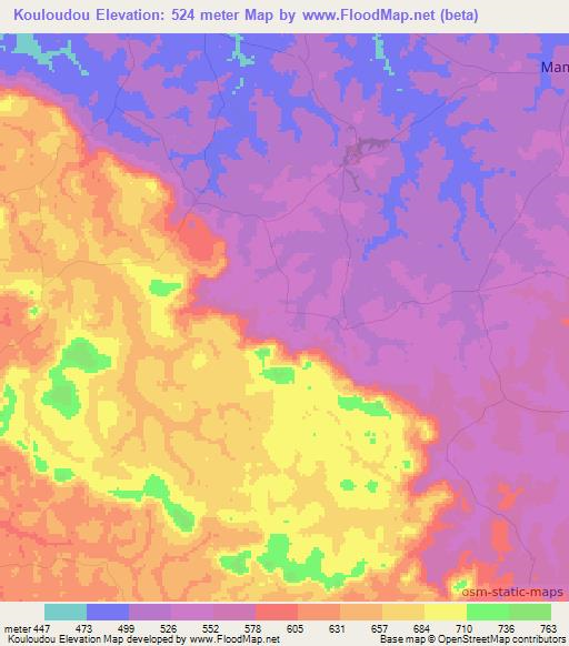 Kouloudou,Guinea Elevation Map