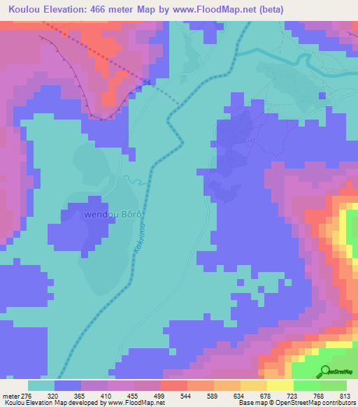 Koulou,Guinea Elevation Map