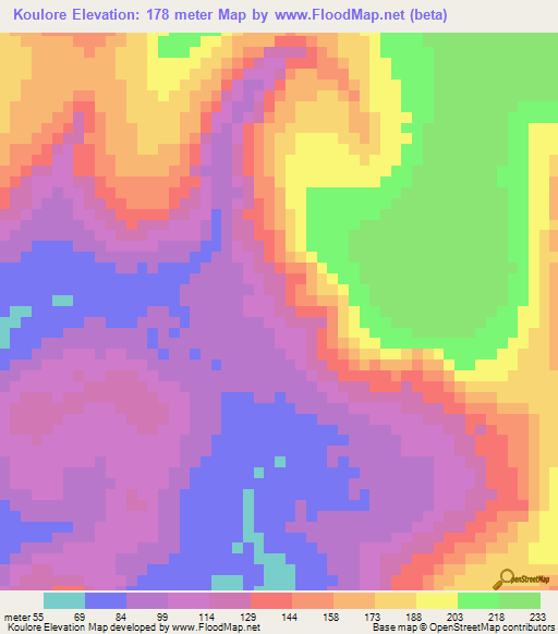 Koulore,Guinea Elevation Map