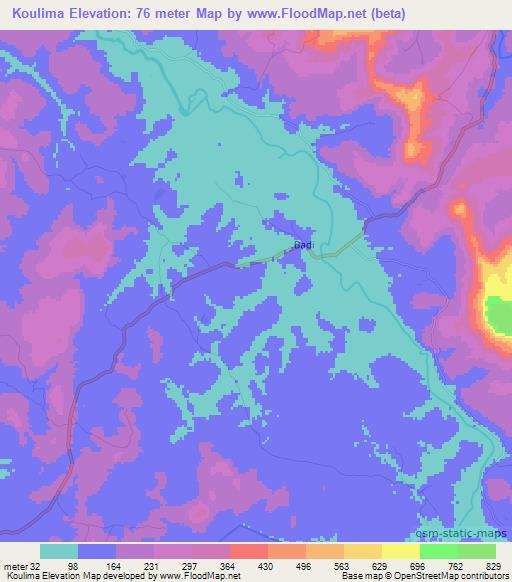 Koulima,Guinea Elevation Map