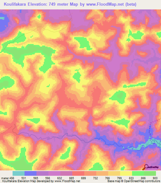 Koulifakara,Guinea Elevation Map