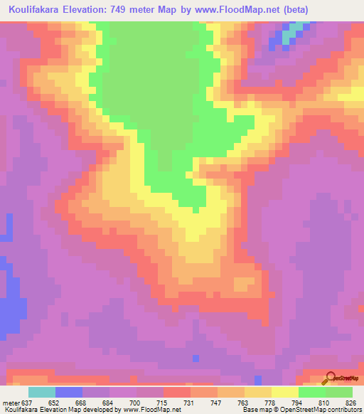 Koulifakara,Guinea Elevation Map