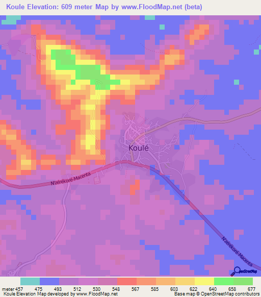 Koule,Guinea Elevation Map