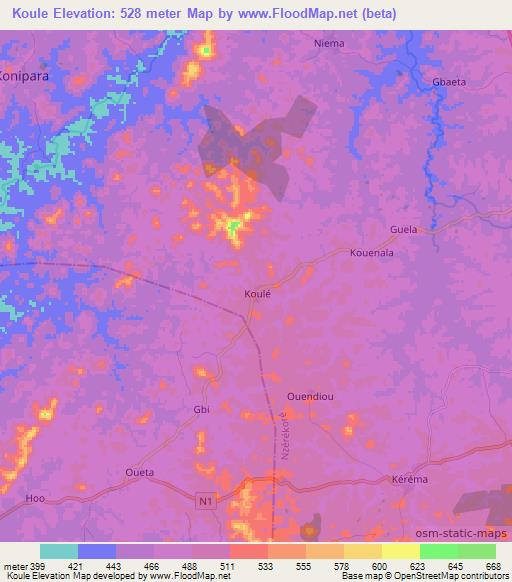 Koule,Guinea Elevation Map