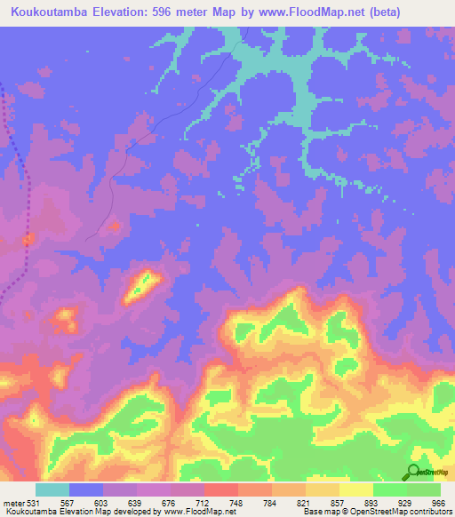 Koukoutamba,Guinea Elevation Map