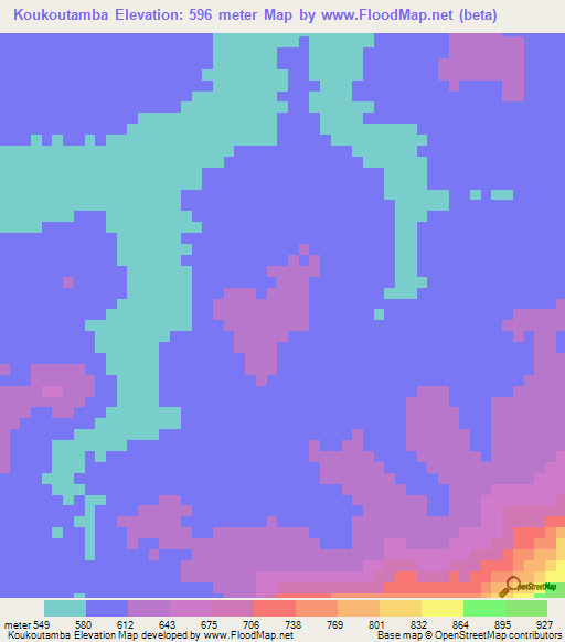 Koukoutamba,Guinea Elevation Map