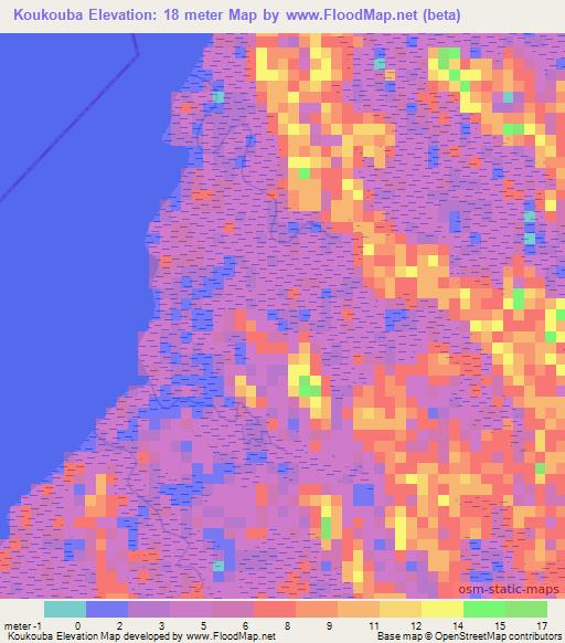 Koukouba,Guinea Elevation Map