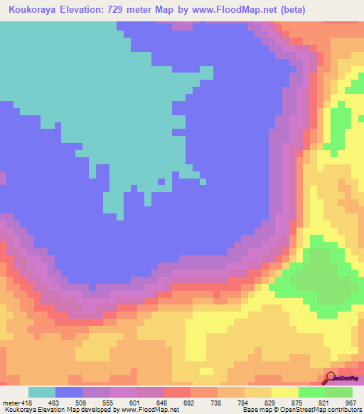 Koukoraya,Guinea Elevation Map