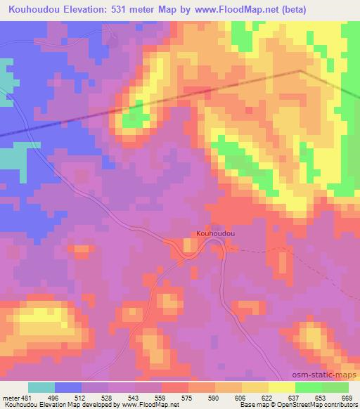 Kouhoudou,Guinea Elevation Map