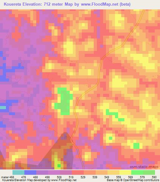 Kouereta,Guinea Elevation Map