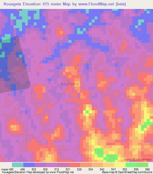 Kouegeta,Guinea Elevation Map