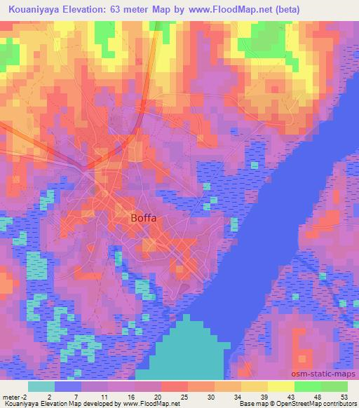 Kouaniyaya,Guinea Elevation Map