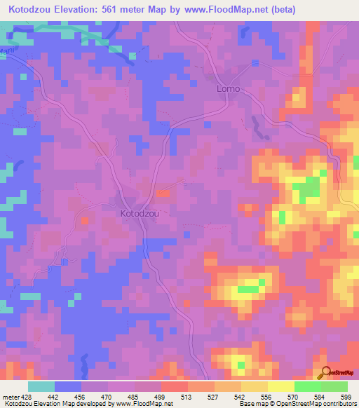 Kotodzou,Guinea Elevation Map