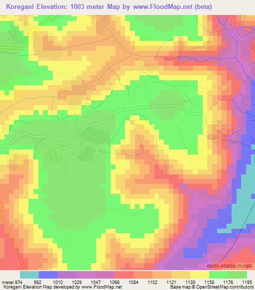 Koregani,Guinea Elevation Map