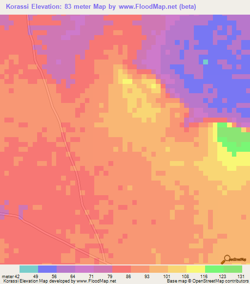 Korassi,Guinea Elevation Map