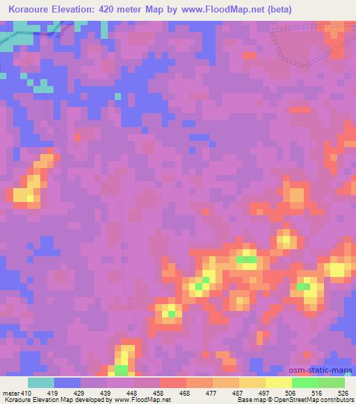 Koraoure,Guinea Elevation Map