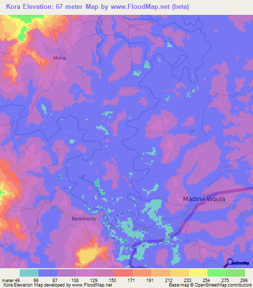 Kora,Guinea Elevation Map