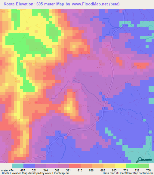 Koota,Guinea Elevation Map