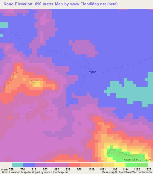 Kono,Guinea Elevation Map