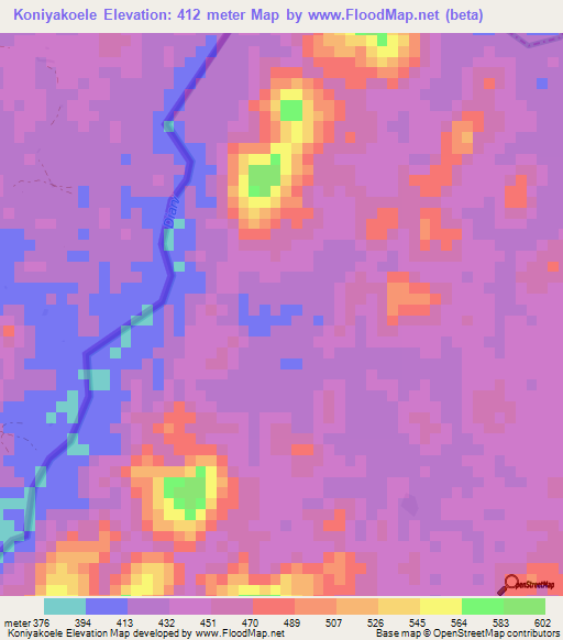 Koniyakoele,Guinea Elevation Map