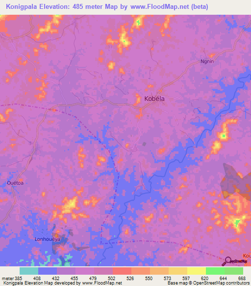 Konigpala,Guinea Elevation Map