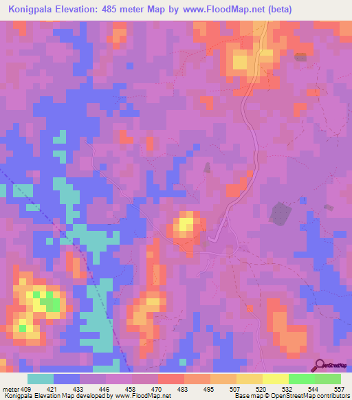 Konigpala,Guinea Elevation Map