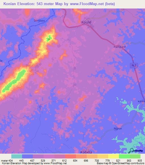 Konian,Guinea Elevation Map