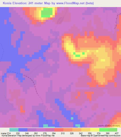 Konia,Guinea Elevation Map