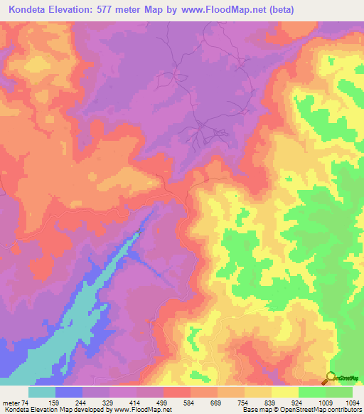 Kondeta,Guinea Elevation Map