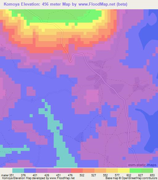 Komoya,Guinea Elevation Map