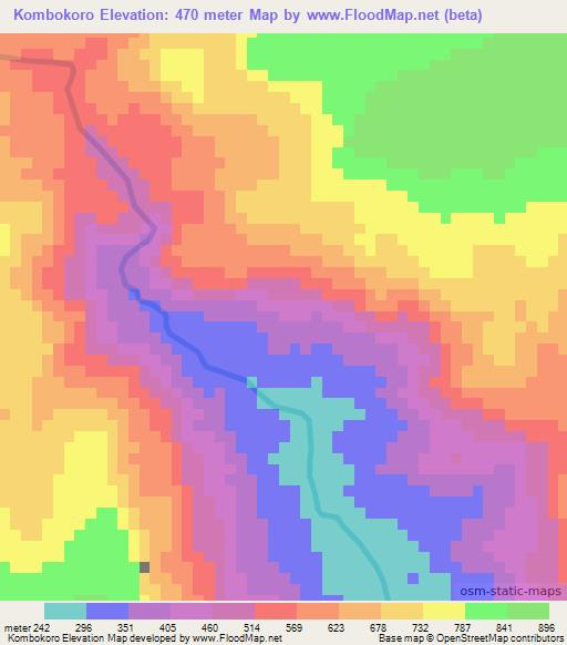 Kombokoro,Guinea Elevation Map