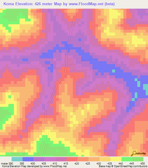 Koma,Guinea Elevation Map