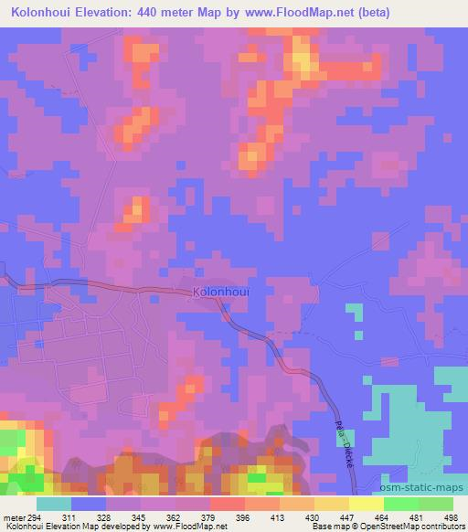 Kolonhoui,Guinea Elevation Map