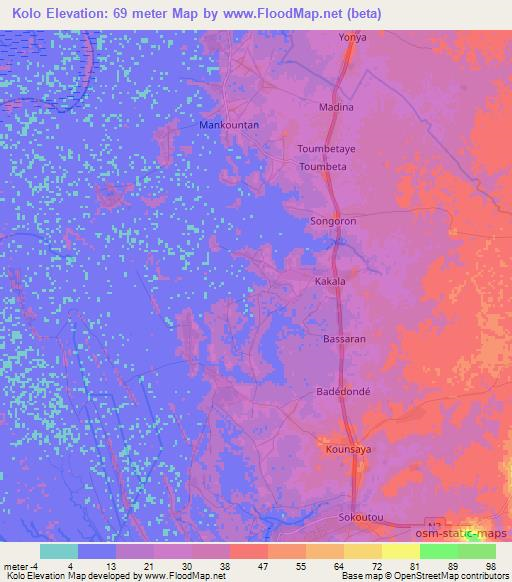 Kolo,Guinea Elevation Map