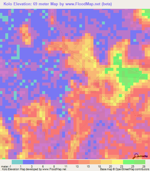 Kolo,Guinea Elevation Map