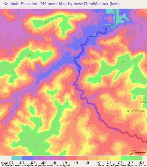 Kolibade,Guinea Elevation Map