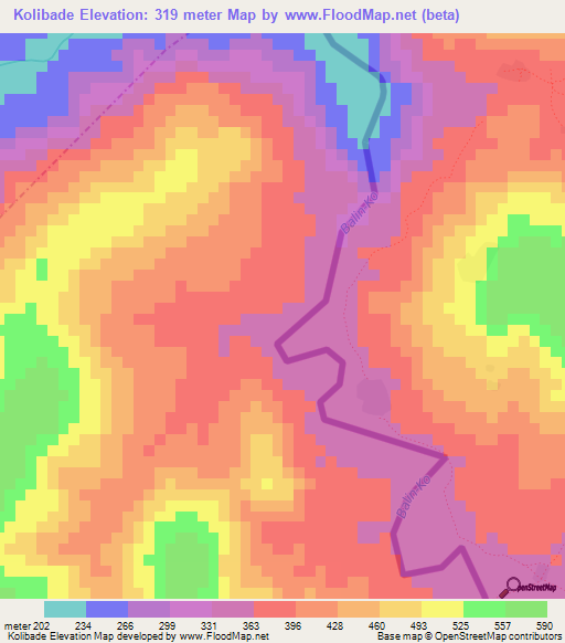 Kolibade,Guinea Elevation Map