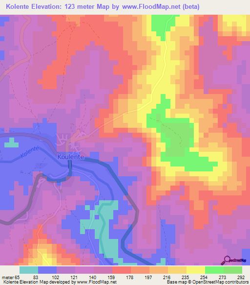 Kolente,Guinea Elevation Map