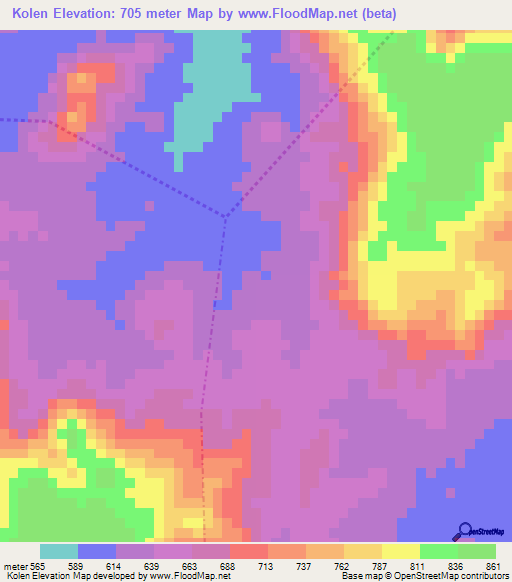 Kolen,Guinea Elevation Map