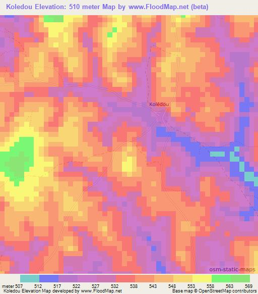 Koledou,Guinea Elevation Map