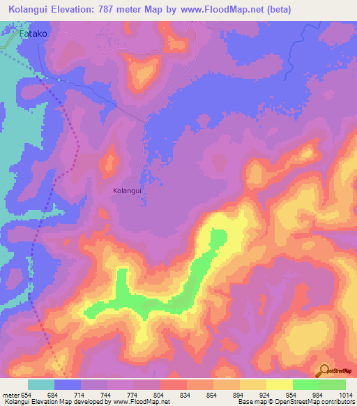 Kolangui,Guinea Elevation Map