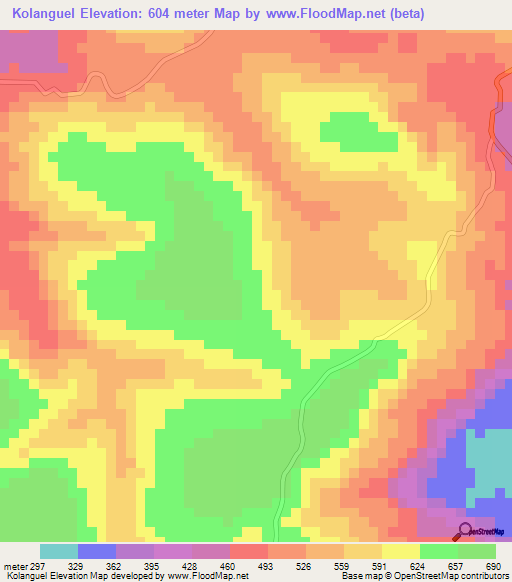 Kolanguel,Guinea Elevation Map