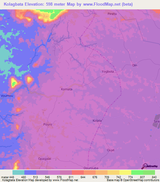 Kolagbata,Guinea Elevation Map