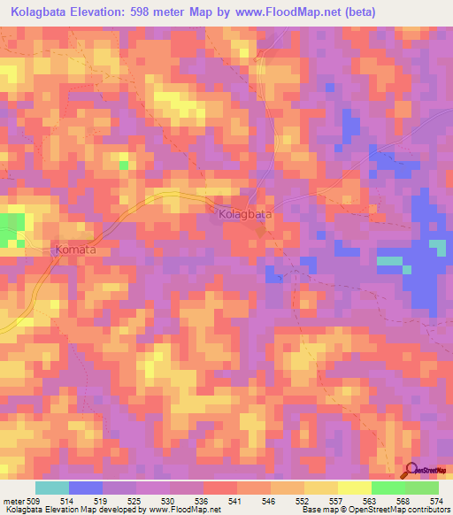 Kolagbata,Guinea Elevation Map