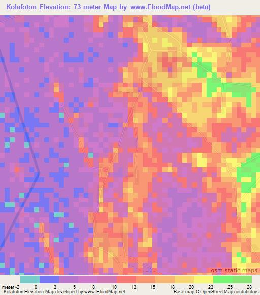 Kolafoton,Guinea Elevation Map