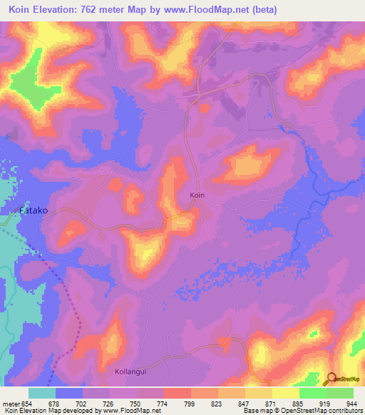 Koin,Guinea Elevation Map