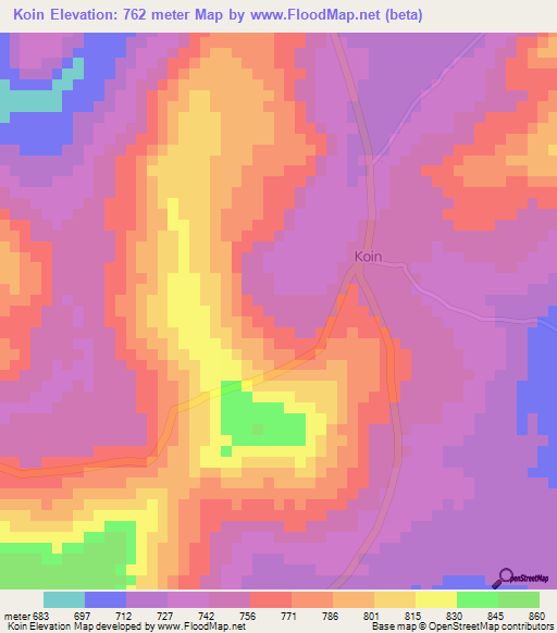 Koin,Guinea Elevation Map