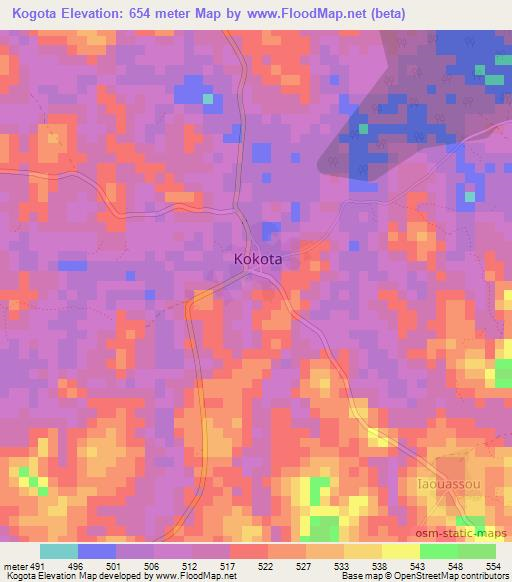 Kogota,Guinea Elevation Map