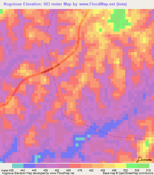 Kogoloue,Guinea Elevation Map