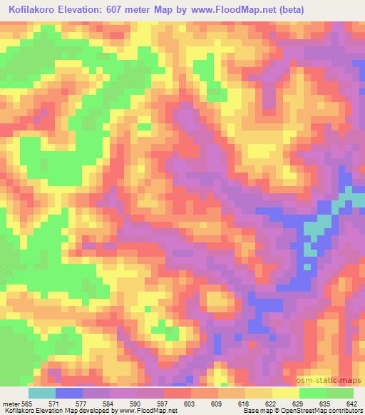 Kofilakoro,Guinea Elevation Map